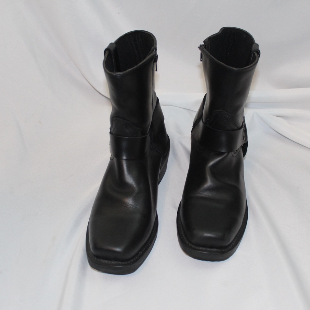 Dingo Rev Up Square Toe Motorcycle  Mens Black Casual Boots DI19090 - Picture 2 of 7